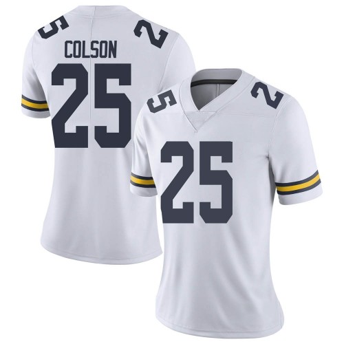 Junior Colson Michigan Wolverines Women's NCAA #25 White Limited Brand Jordan College Stitched Football Jersey BNM6654BW